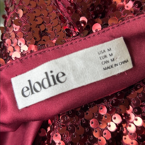 Elodie Oxblood Sequin Mini Bell Sleeve Excellent Size M - Picture 4 of 9